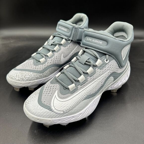 Nike Alpha Huarache Elite 4 Mid Grey Baseball Cleats DJ6520-012 Men's Size 7 - Picture 4 of 8